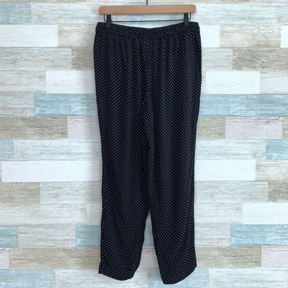 Talbots Fluid Challis Ankle Pants Black Polka Dot PullOn Womens Medium Petite MP - Picture 3 of 7
